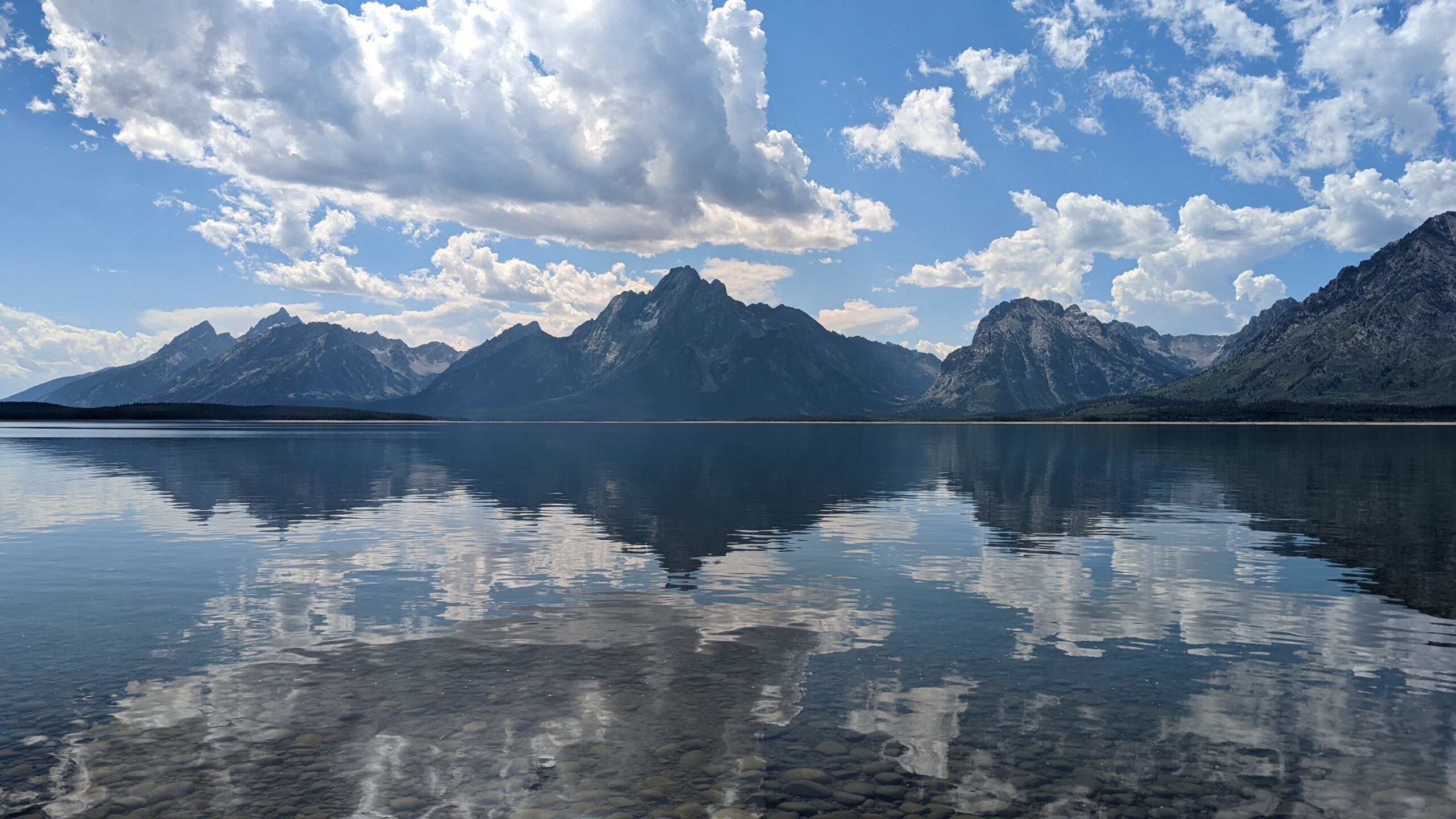 Grand Teton Mountains and their reflect on Jackson Lake