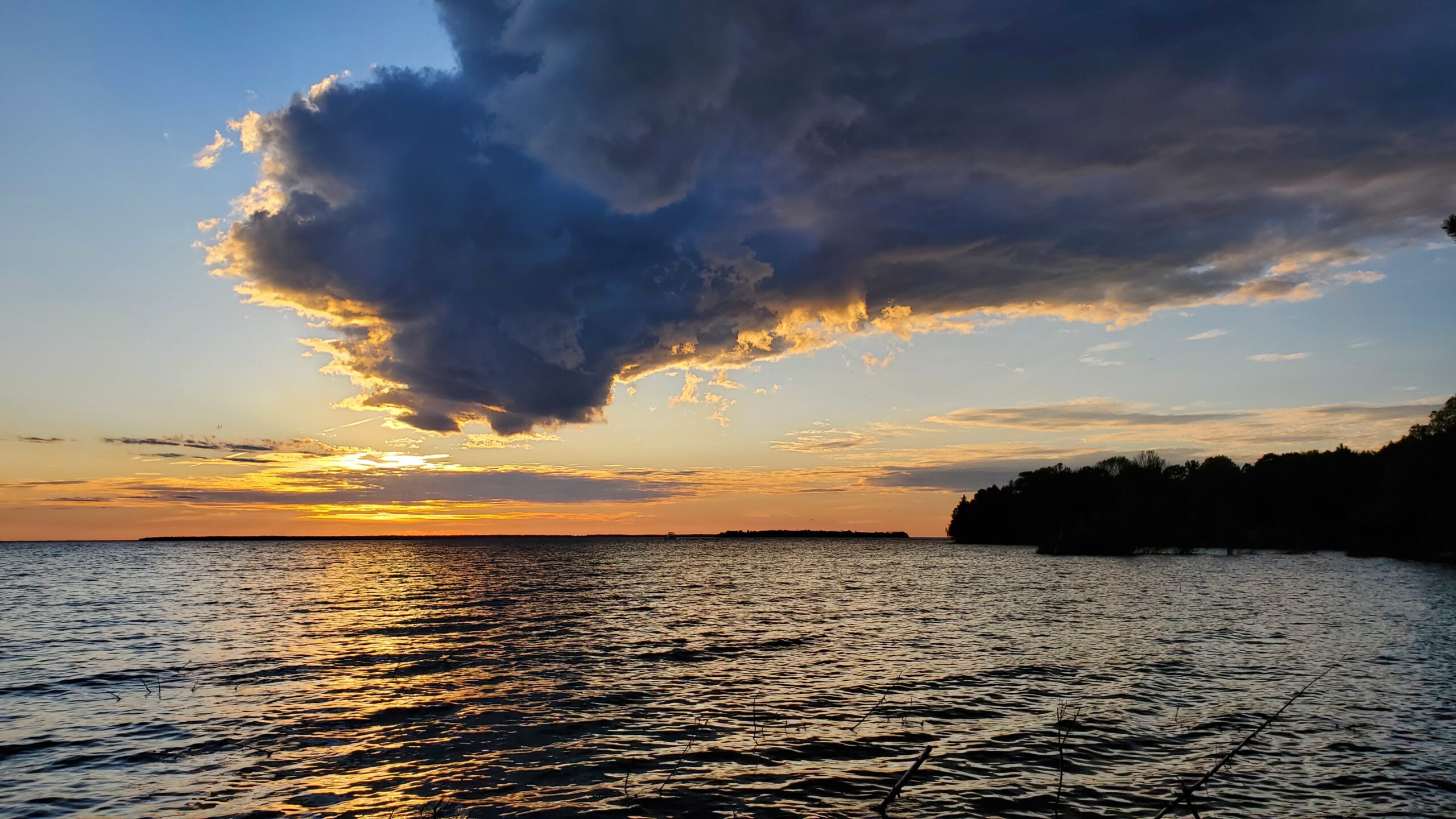 Sunset over the water