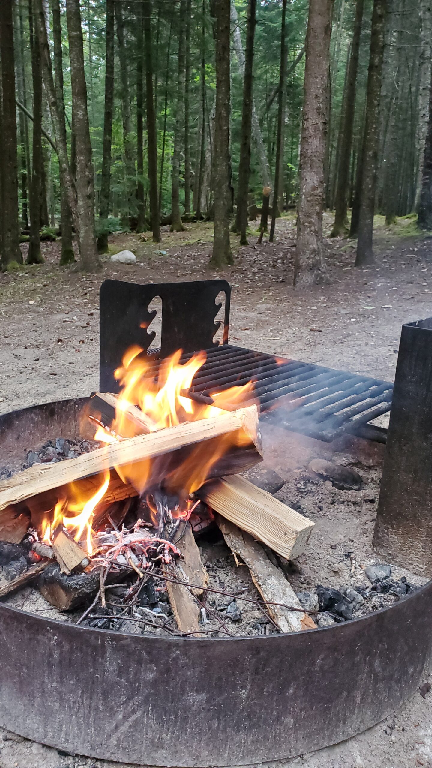 Fire pit with grate on top