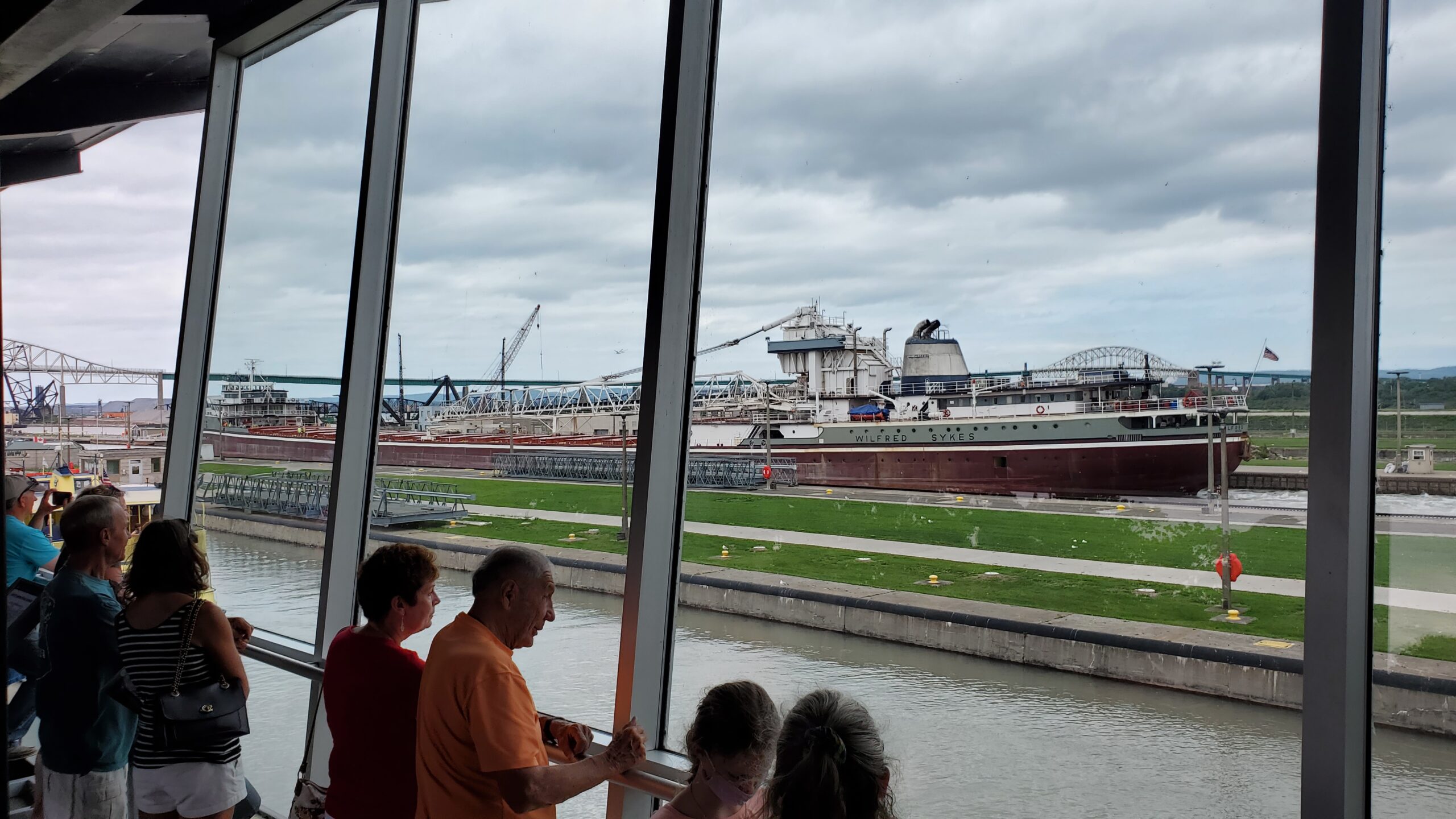 Freighter passing through the Soo Locks