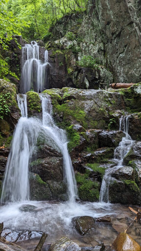 Upper Doyles River Falls waterfall in the forest in Shenandoah National Park