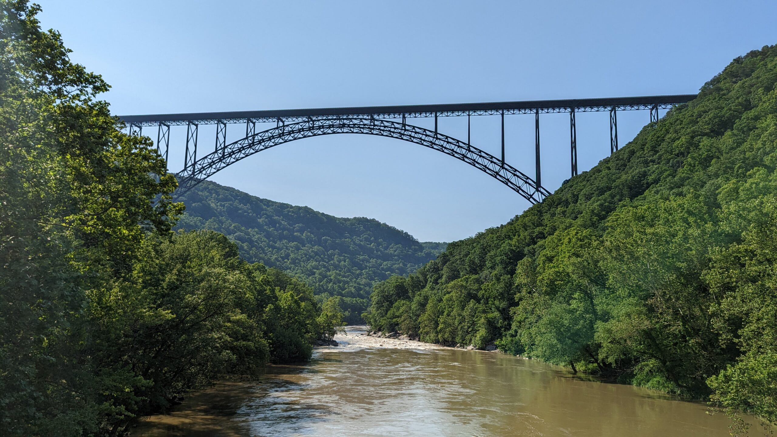 Arch bridge spans across the New River Gorge